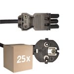 Monipakkaus 25x Noxion GST - Yhteensopiva Virtajohto Musta - Nainen + Schuko Europlug - 3m - 3 pole 0.75mm2