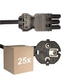 Monipakkaus 25x Noxion GST-Yhteensopiva Virtajohto - Nainen + Schuko Europlug - Musta 5m - 3 pole 0.75mm2