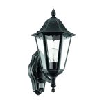 Eglo Seinävalaisin Navedo Aluminium Musta | IP44 - Sopii 1x E27 - Liiketunnistin