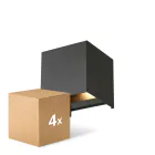 Monipakkaus 4x D'Lite Seinävalaisin Elingen Musta Up & Down 4.9W 480lm - 830 Lämmin Valkoinen | IP65